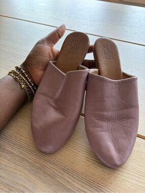 Rachel Pink Leather Slip-On Mules